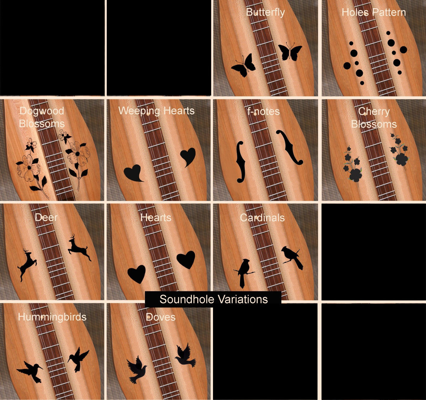 New Custom Cherry Hourglass Mountain Dulcimer, with case