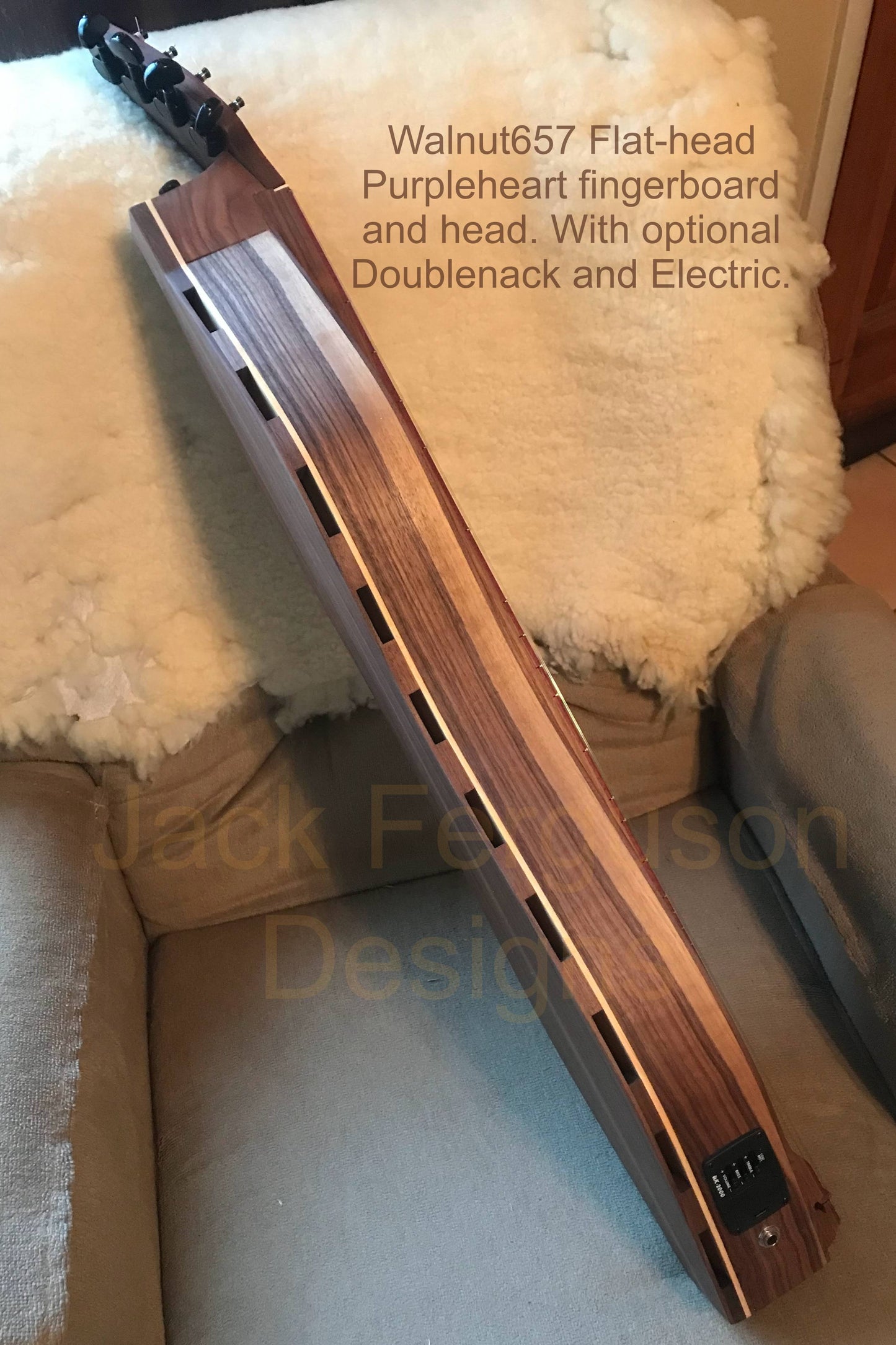 New Walnut/Purpleheart Flat-head Mountain Dulcimer, with case, Model No. 657