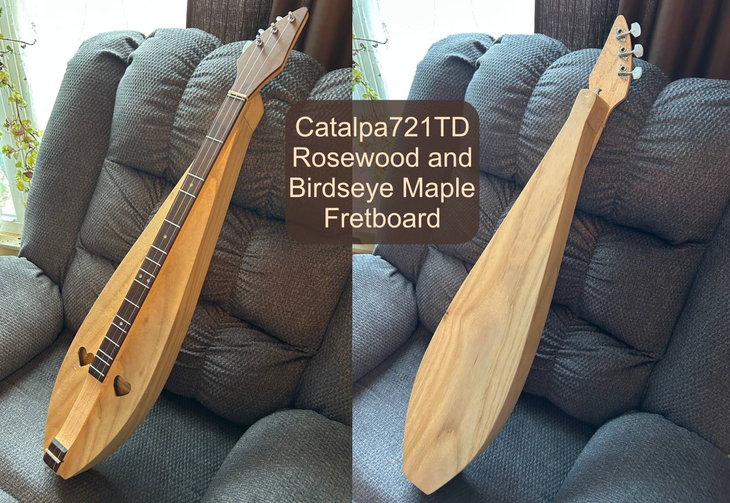 New Catalpa Teardrop Mountain Dulcimer, with case