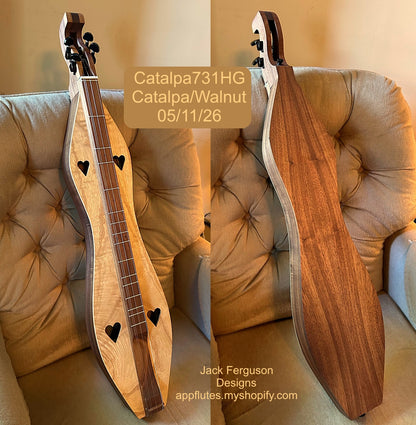 New Catalpa/Walnut Hourglass Mountain Dulcimer, with case