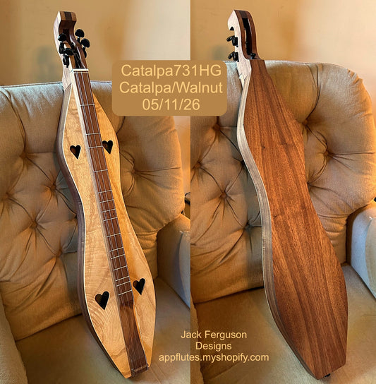 New Catalpa/Walnut Hourglass Mountain Dulcimer, with case