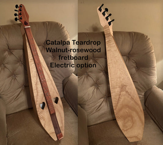 New Catalpa Teardrop Mountain Dulcimer, with case