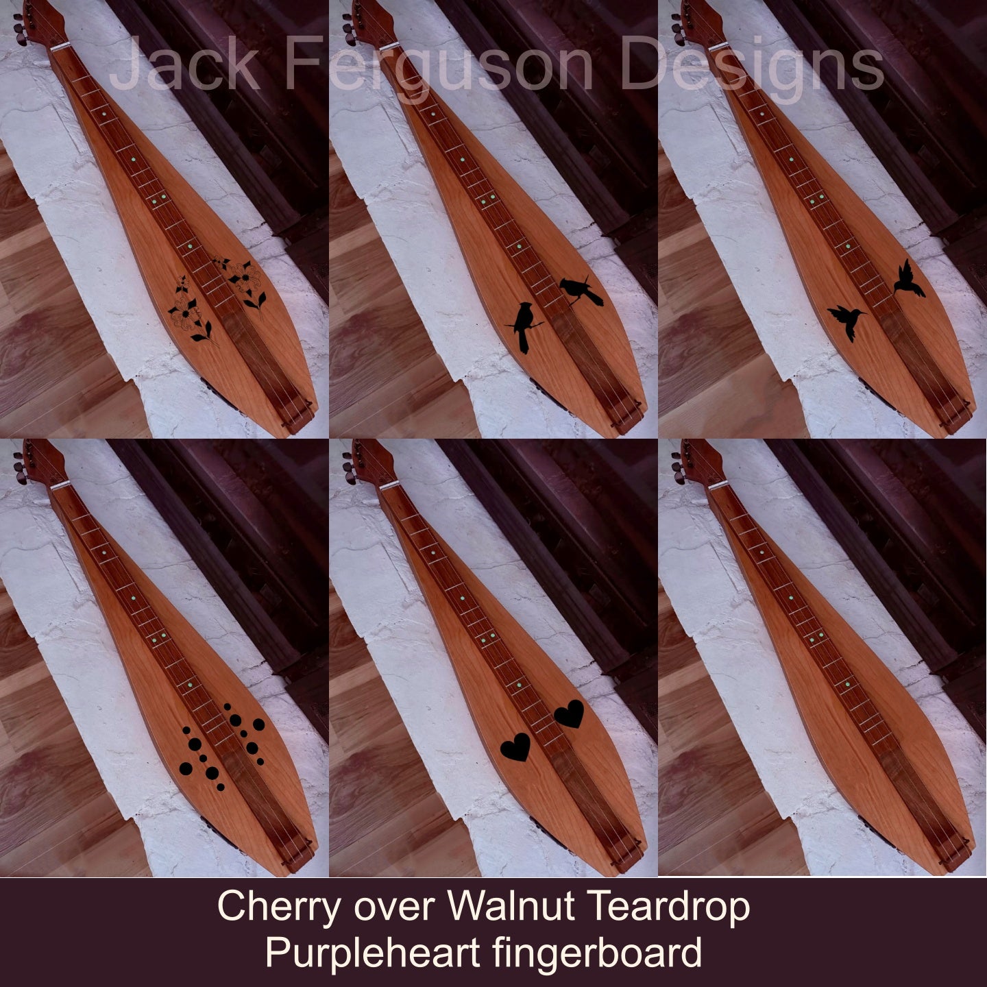 Cherry Tear-Drop Mountain Dulcimer - Optional Electric and Baritone