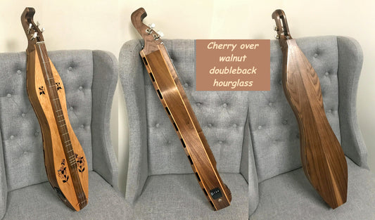 Cherry/Walnut Hourglass Mountain Dulcimer, Double-back - Optional Electric