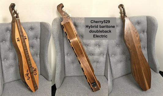 Cherry/Walnut Hourglass Mountain Dulcimer, Double-back Baritone - Optional Electric