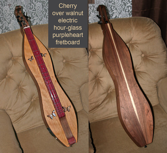 Cherry/Walnut Hourglass Mountain Dulcimer, Standard or Baritone - Optional Electric