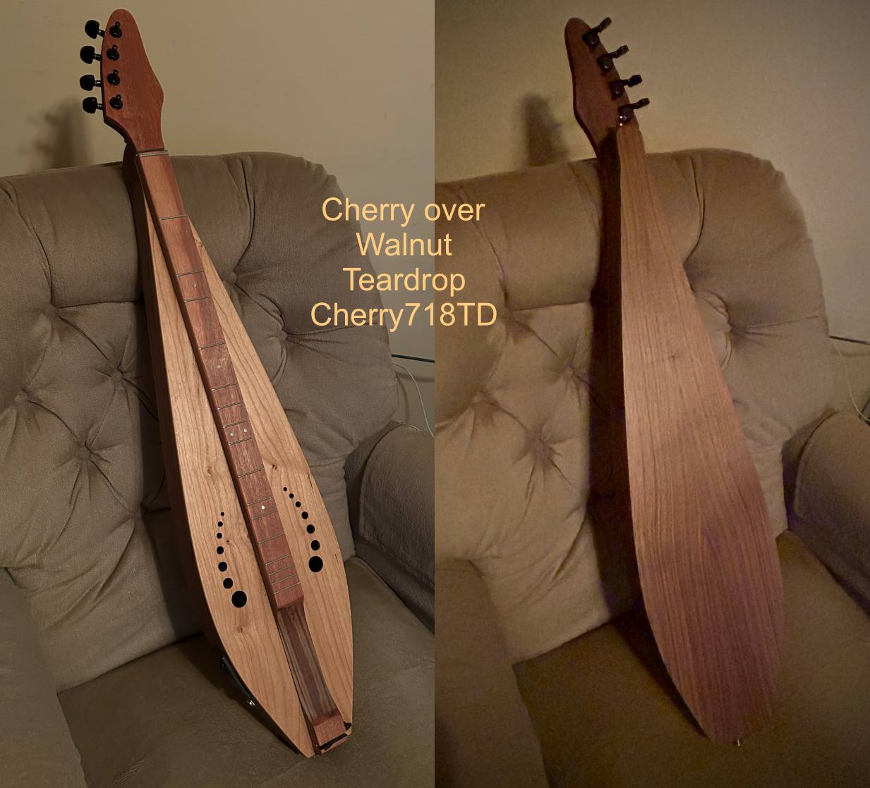 Cherry Tear-Drop Mountain Dulcimer - Optional Electric and Baritone