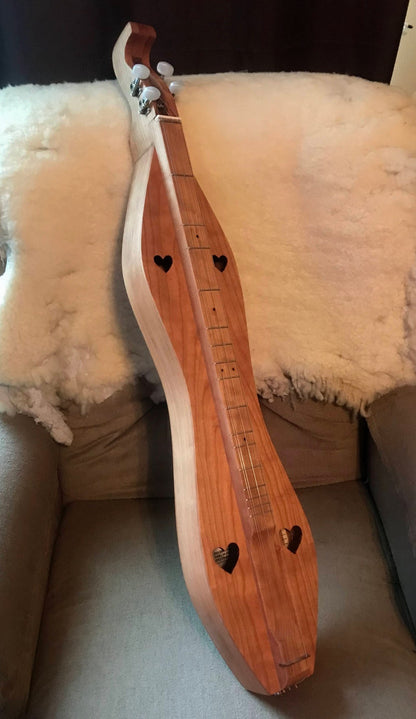 New Custom Cherry Hourglass Mountain Dulcimer, with case