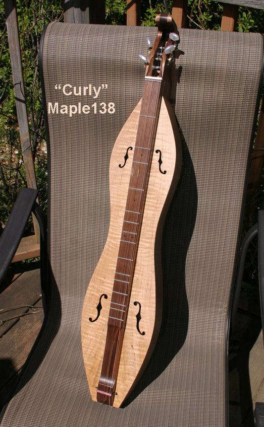 Beautiful Maple Mountain Dulcimer, Teardrop or Hourglass, optional electric, with case