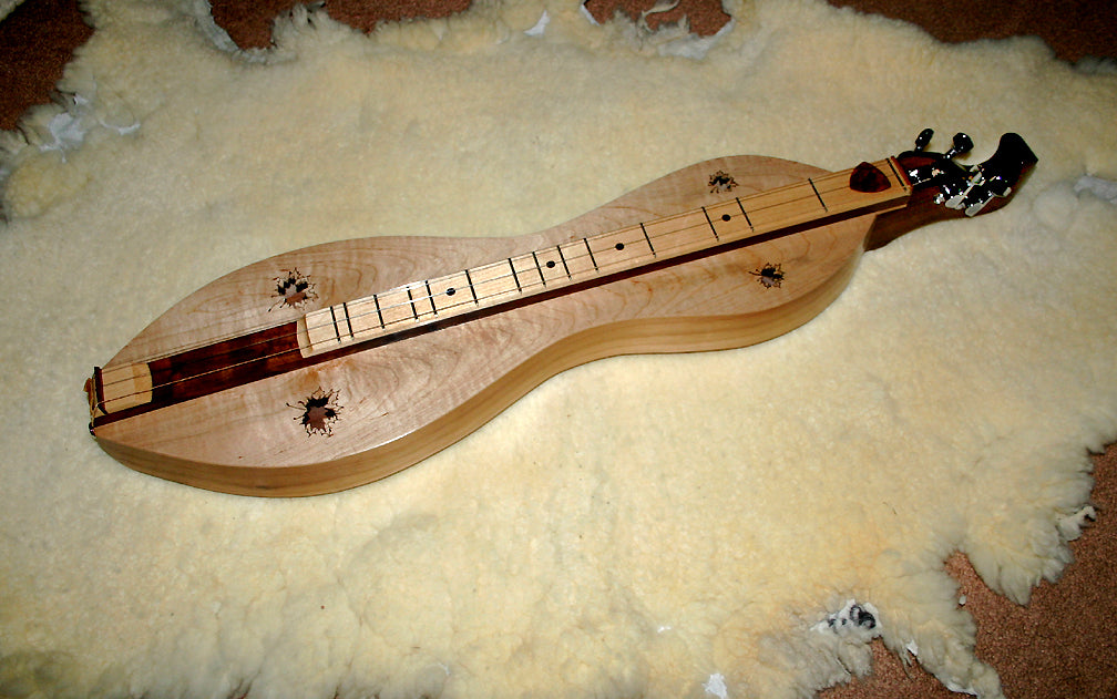 Beautiful Maple Mountain Dulcimer, Teardrop or Hourglass, optional electric, with case