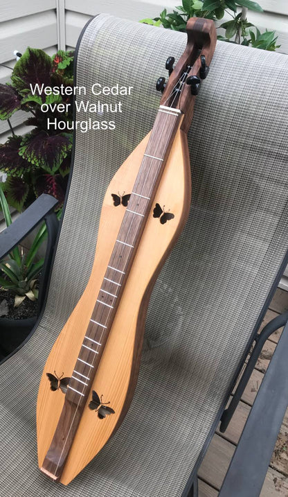 New Custom Hourglass Mountain Dulcimer, with case and wood selection